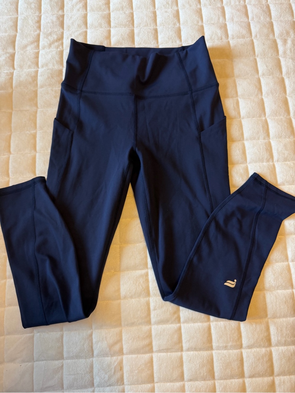 Fabletics Navy High-Waist Leggings with Side Pockets